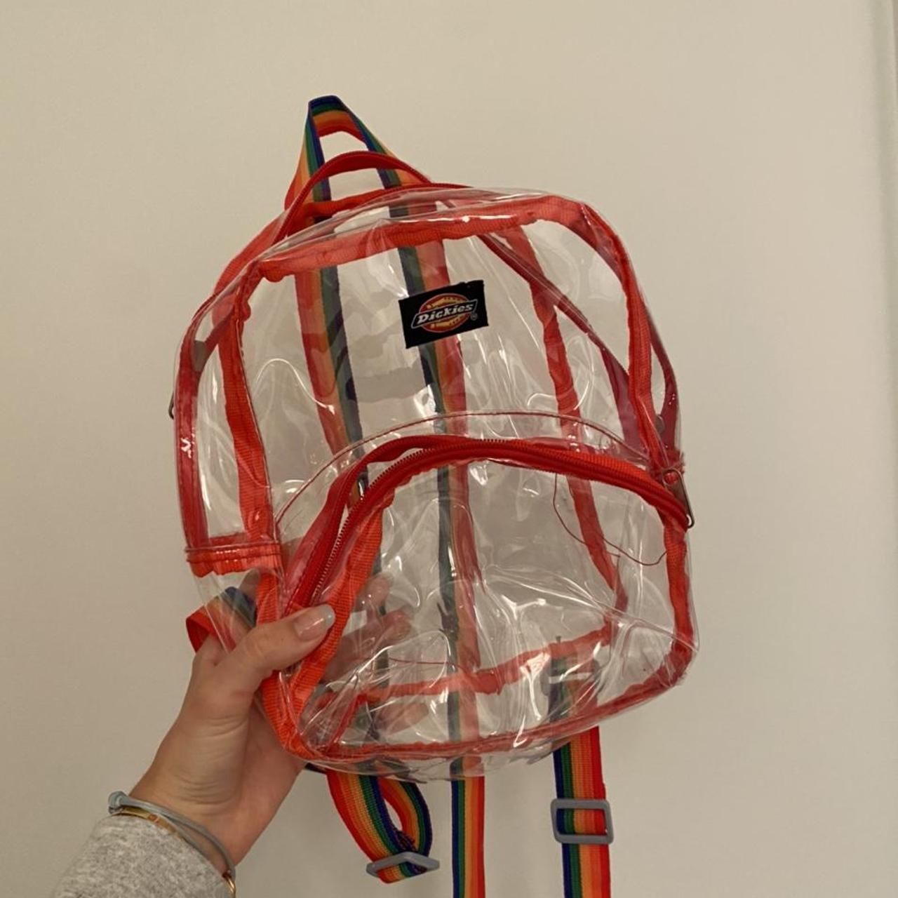 Dickies red clear backpack Pride rainbow striped Depop