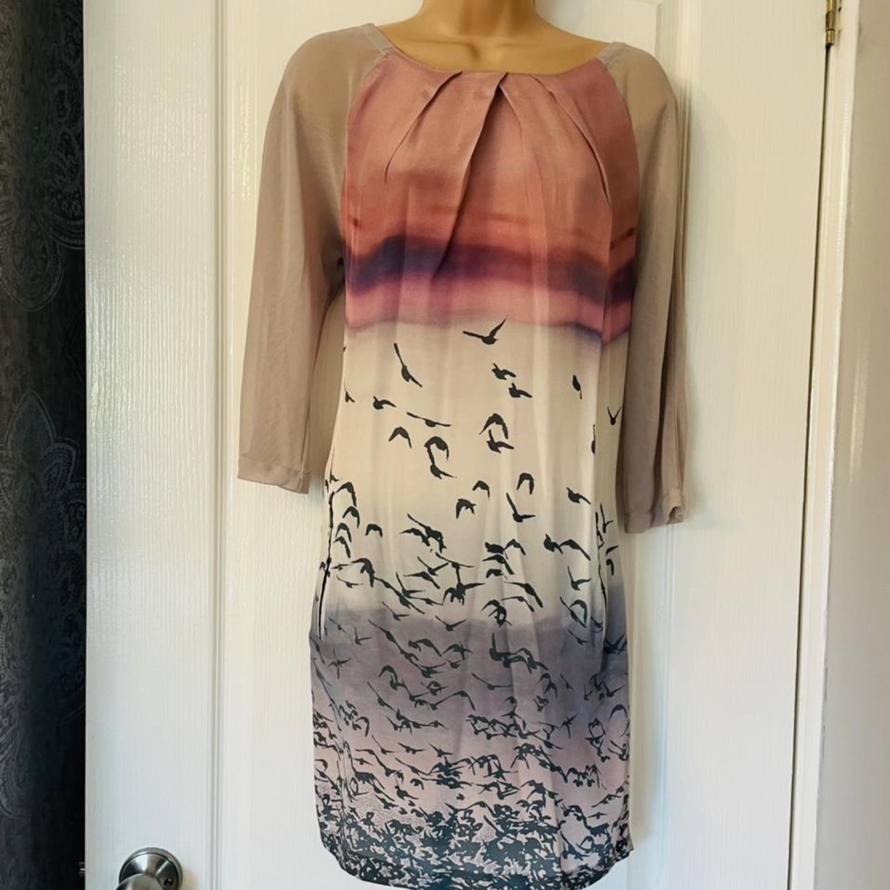 MINT VELVET DRESS - size 10 Gorgeous grey and pinks... - Depop