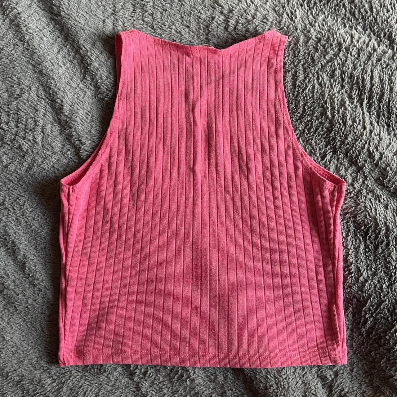 casual summer top ♡ River Island pink ribbed... - Depop