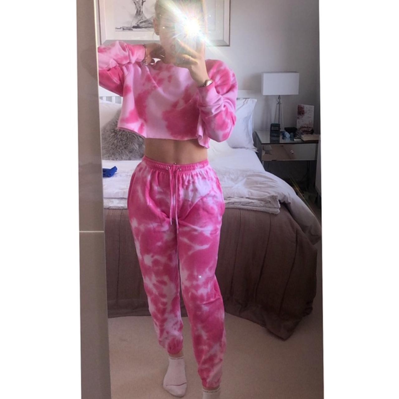 Pretty Little Thing Pink Tie Dye Joggers And Jumper Depop