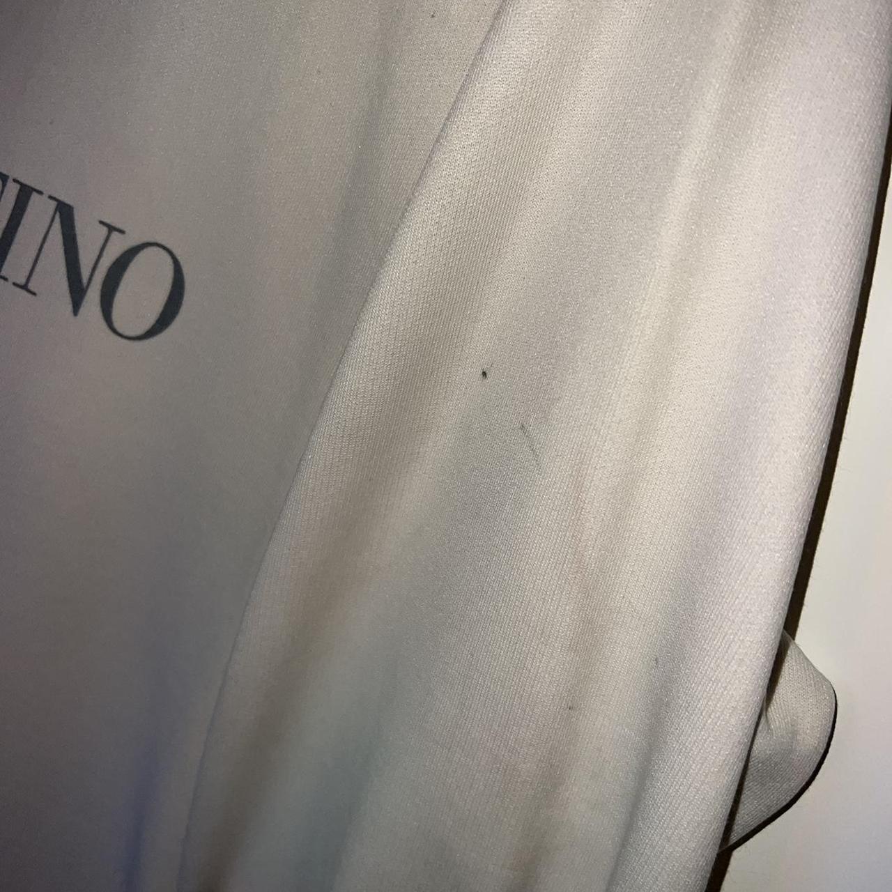 White Valentino Sweatshirt with Grey Collar, Sleeves - Depop