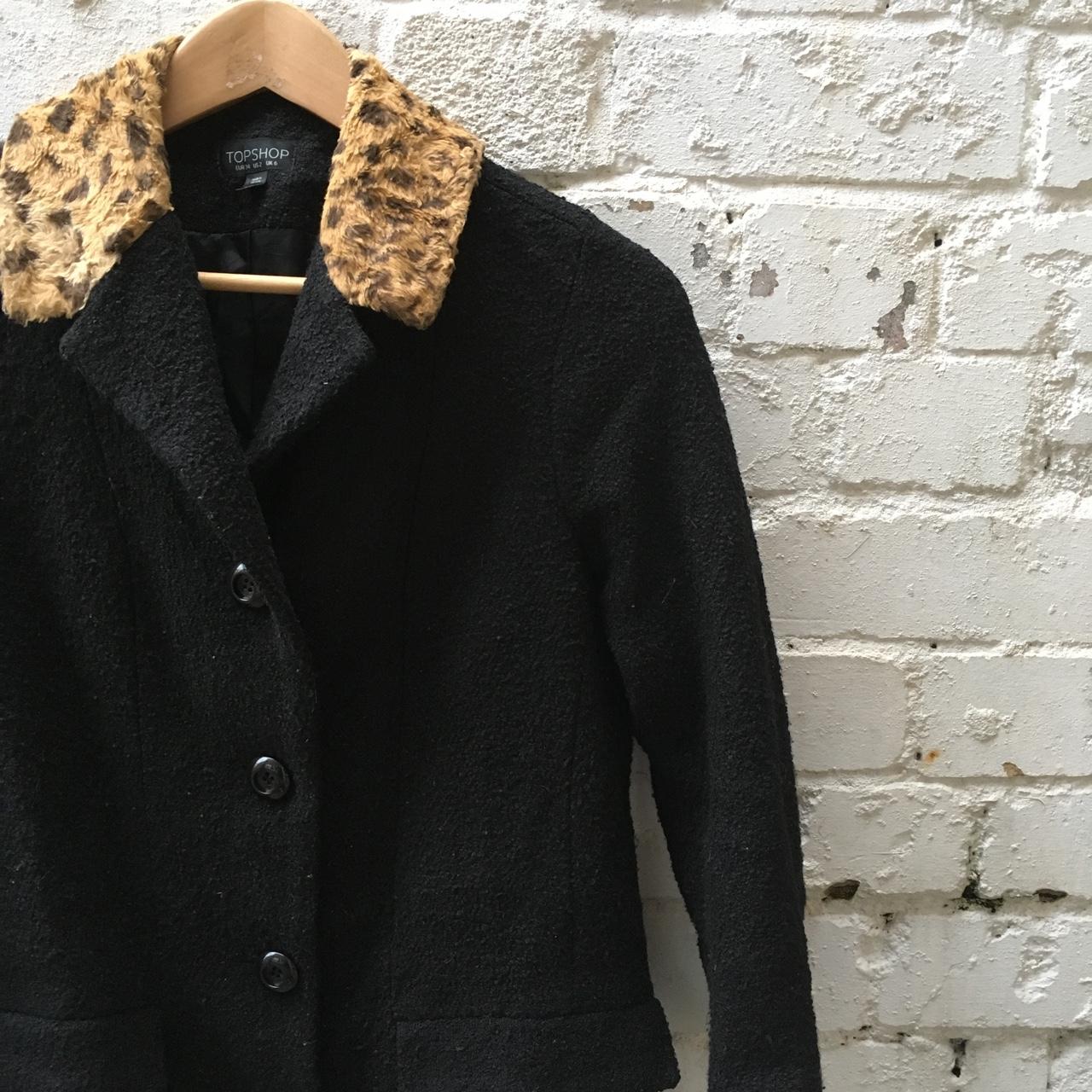 black coat with leopard print collar