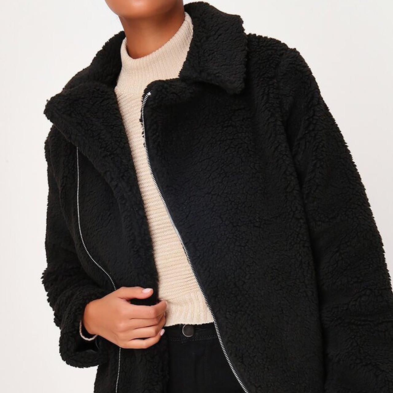 I Saw It First Black Borg Aviator Jacket, Size