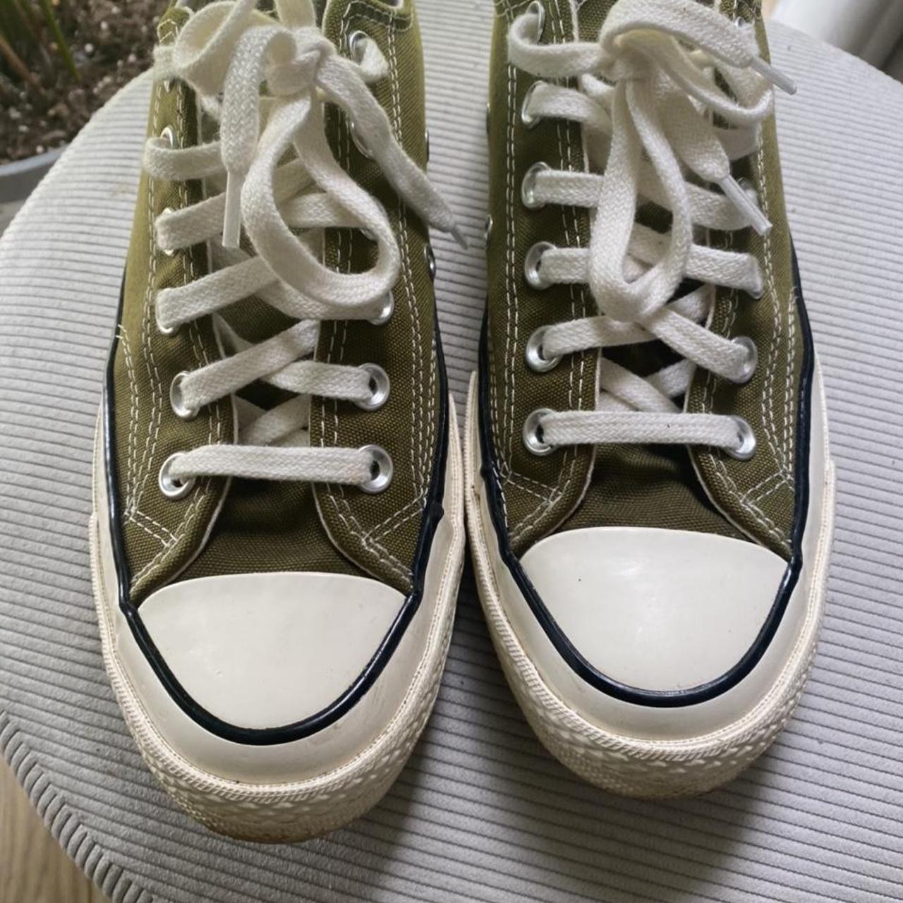 Converse Women's Khaki and Cream Trainers | Depop