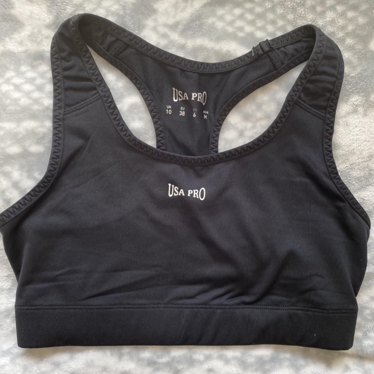 Black sports bra USA PRO, size 10 in perfect - Depop