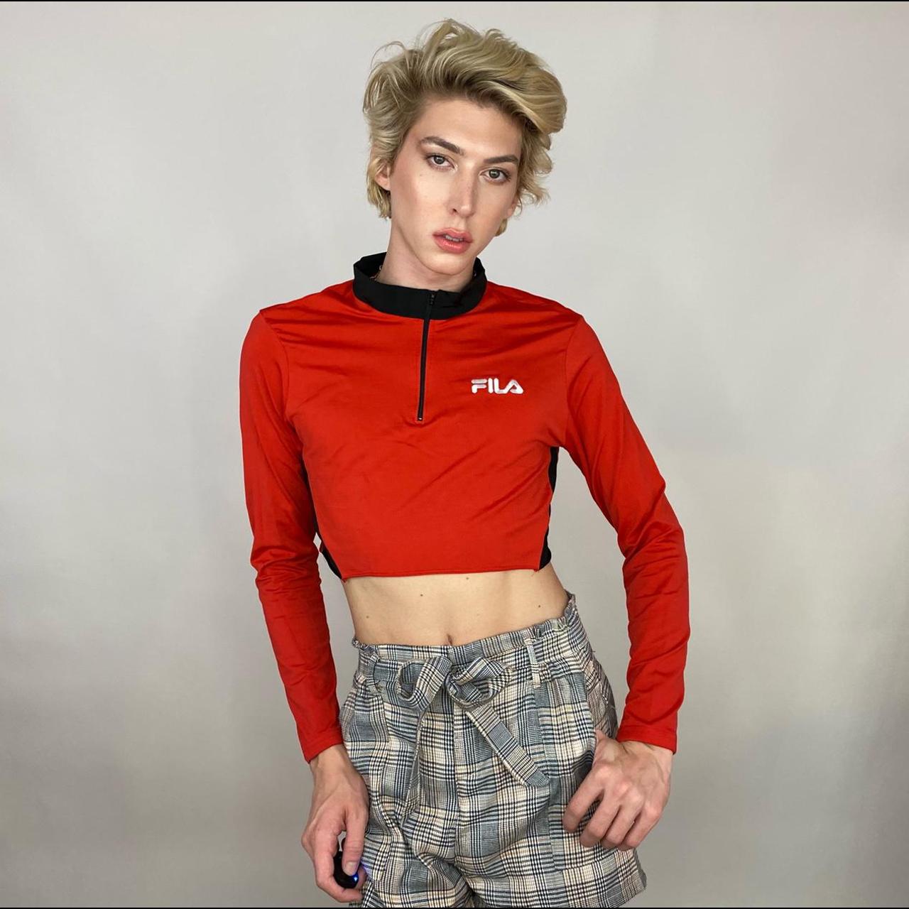 Fila red crop outlet top