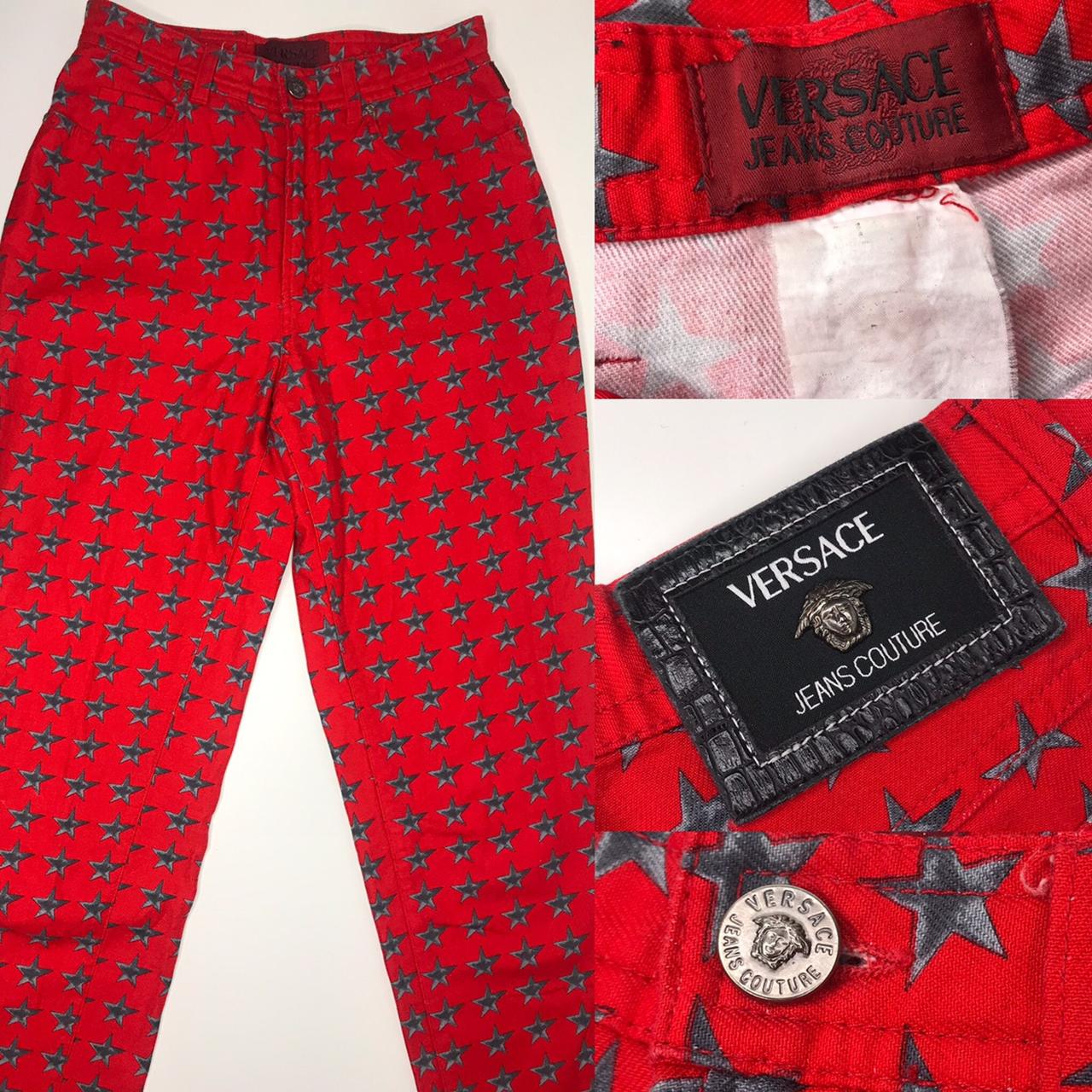 Versace Men's Red and Blue Jeans | Depop