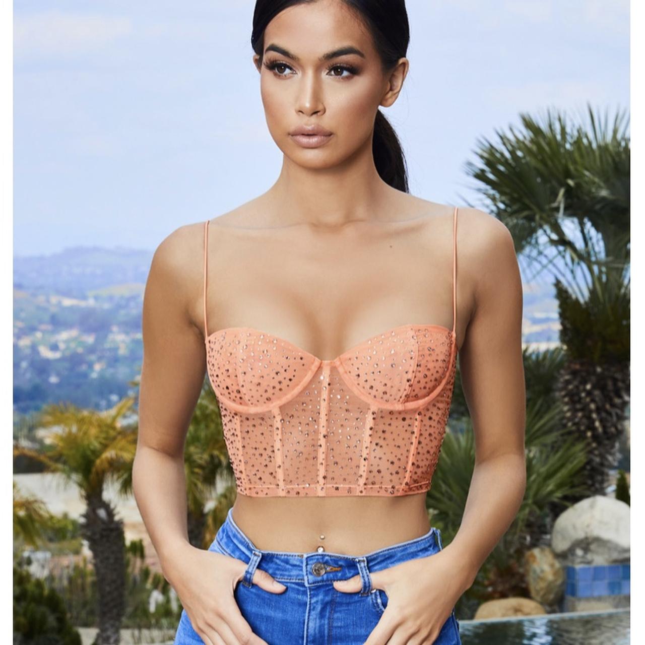 Tropical Dream Embellished Bustier Crop Top