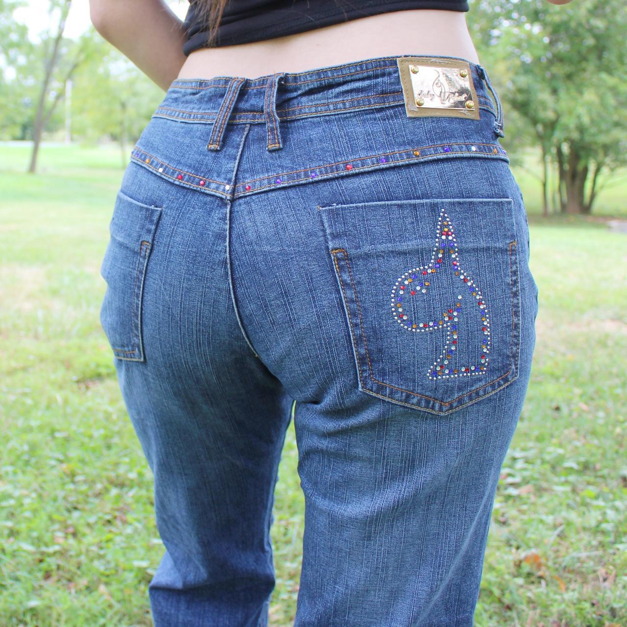 Bedazzled Flare pants by Baby Phat Jean co.! Vintage... - Depop