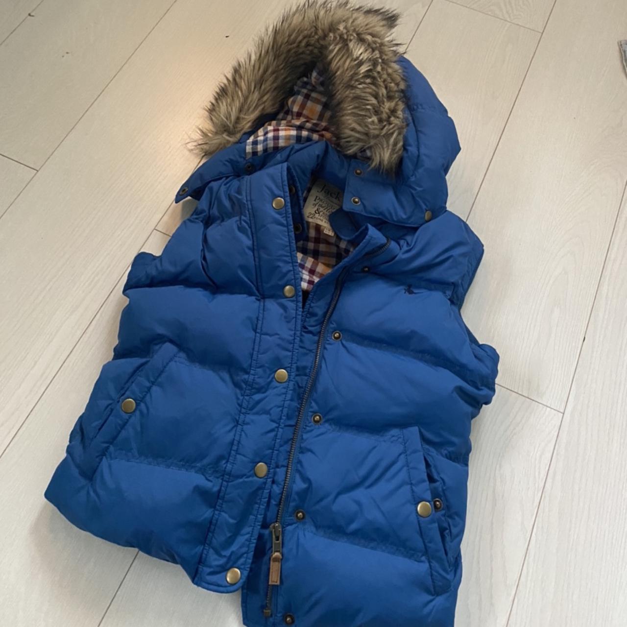 Jack Wills bright blue puffer gilet with gorgeous... - Depop