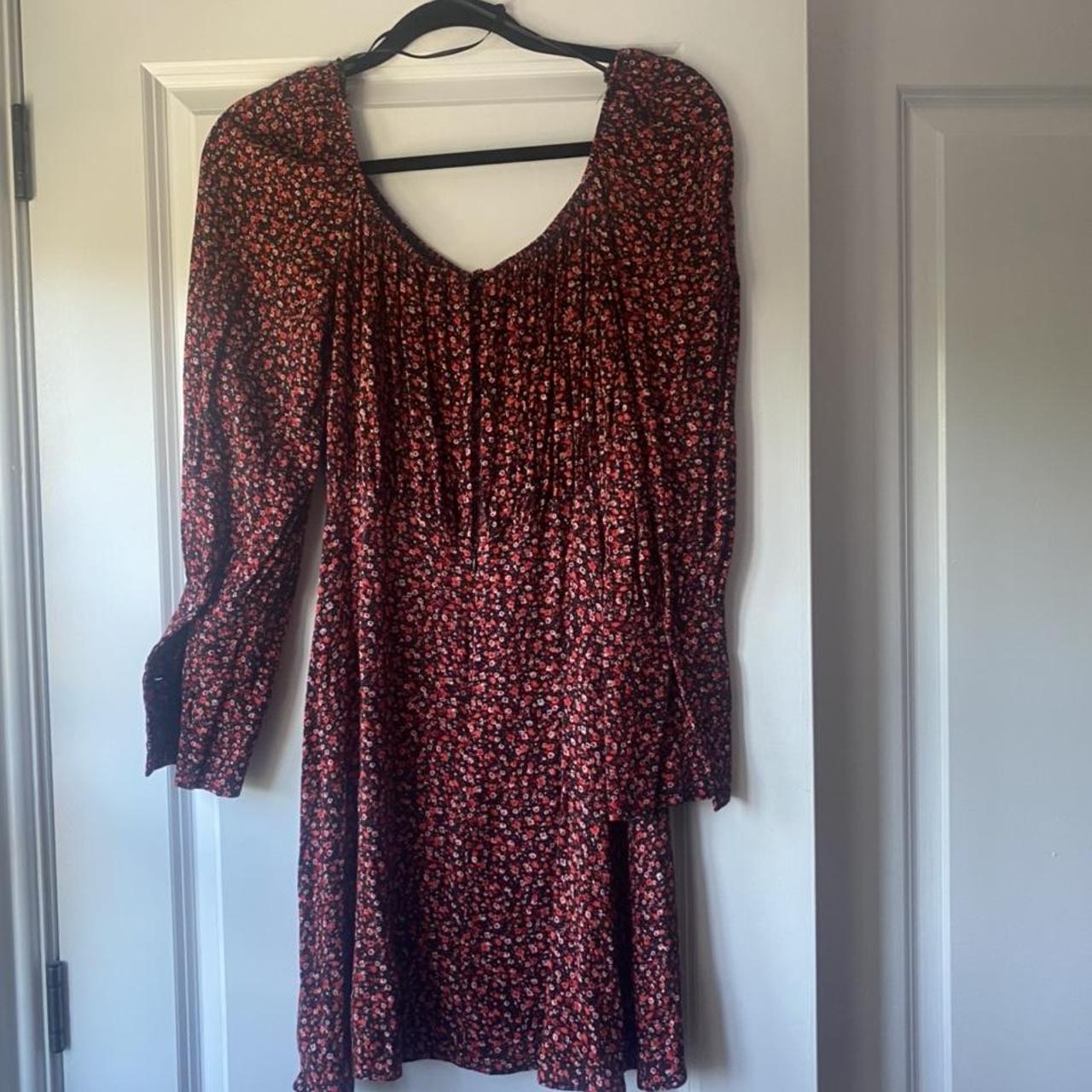 Topshop puff sleeve mini dress | autumn colour ditsy... - Depop