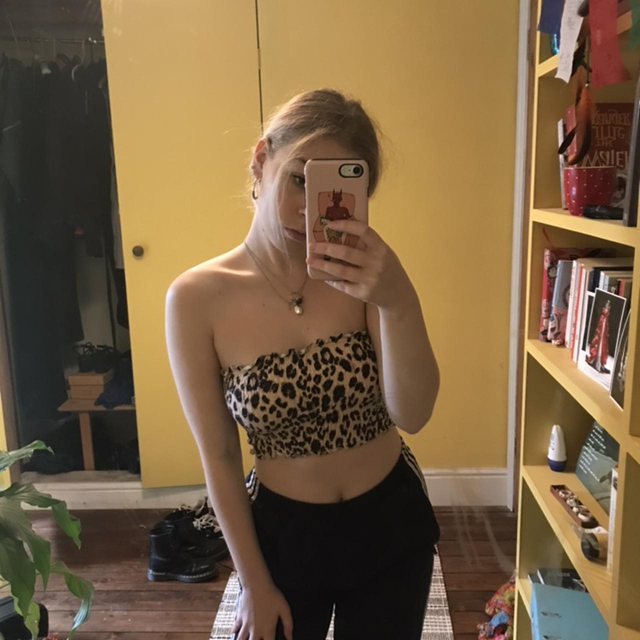Topshop leopard print shirted bandeau boob tube top...