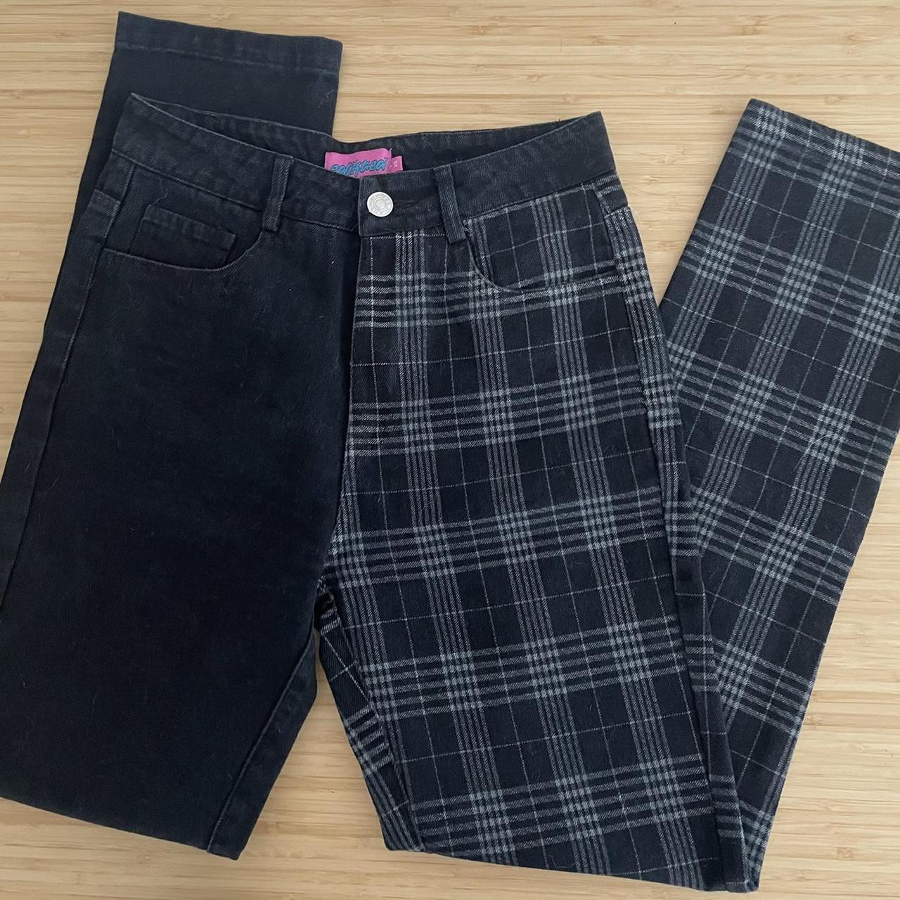 edikted half checkered jeans🖤 size xs mid... Depop