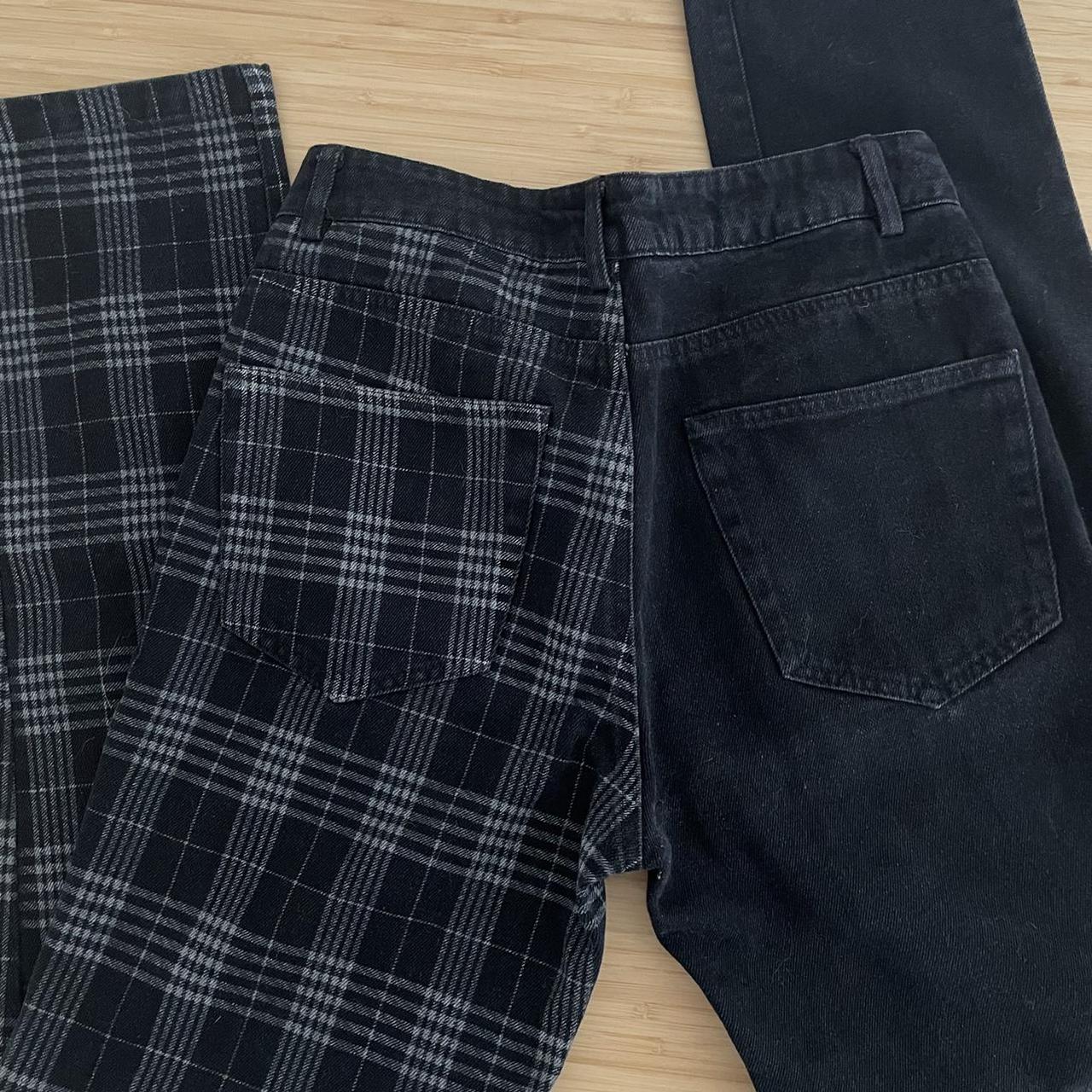 edikted half checkered jeans🖤 size xs mid... Depop