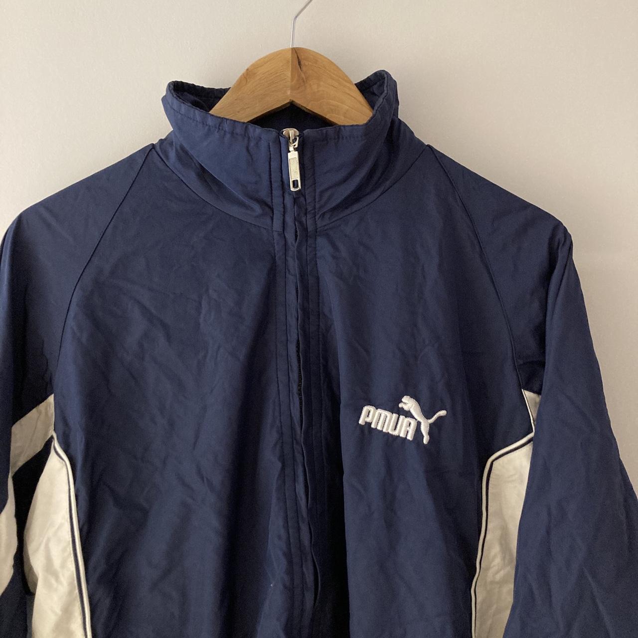 Vintage 90s Puma Track Jacket in Navy with White... - Depop