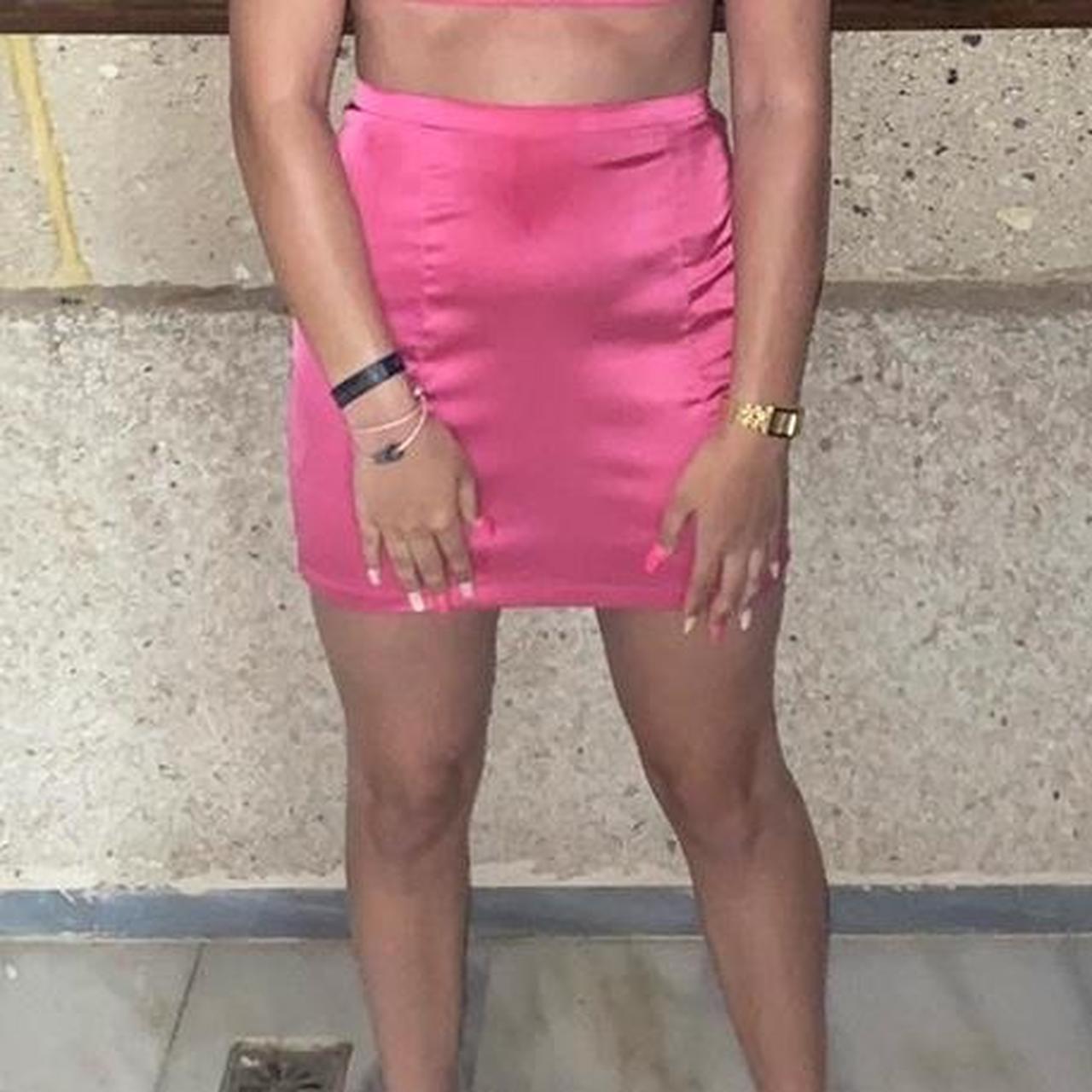 Pink Satin High Waisted Mini Skirt