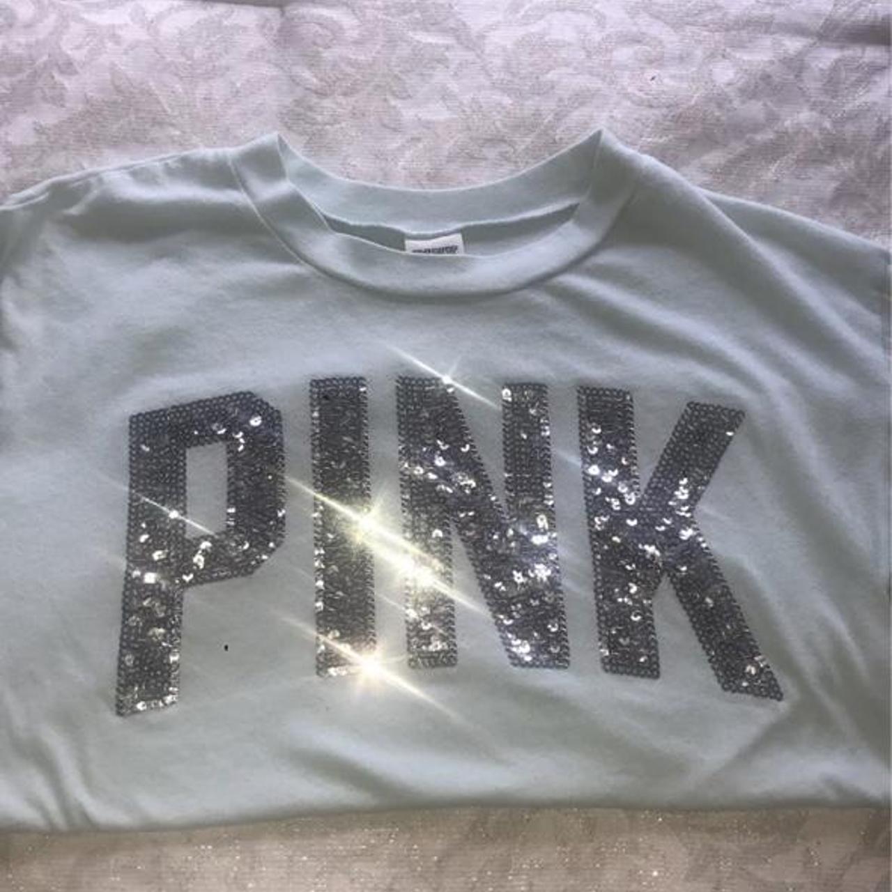 Pink Victoria secret T-shirt Pink with sequins... - Depop