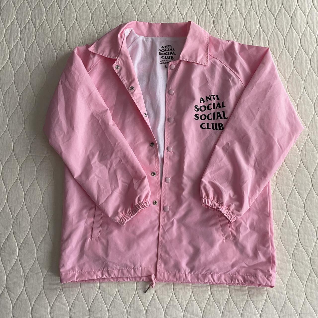 Anti Social Social Club Women's Pink and Black Coat | Depop