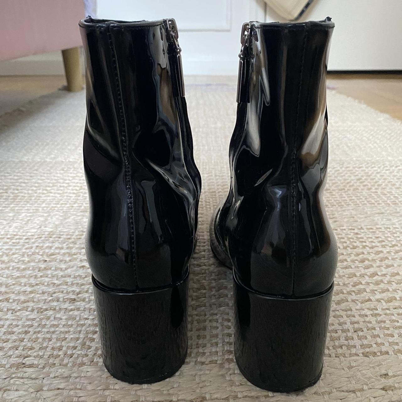 BLACK PATENT LEATHER HEELED ANKLE BOOTS - Such a... - Depop