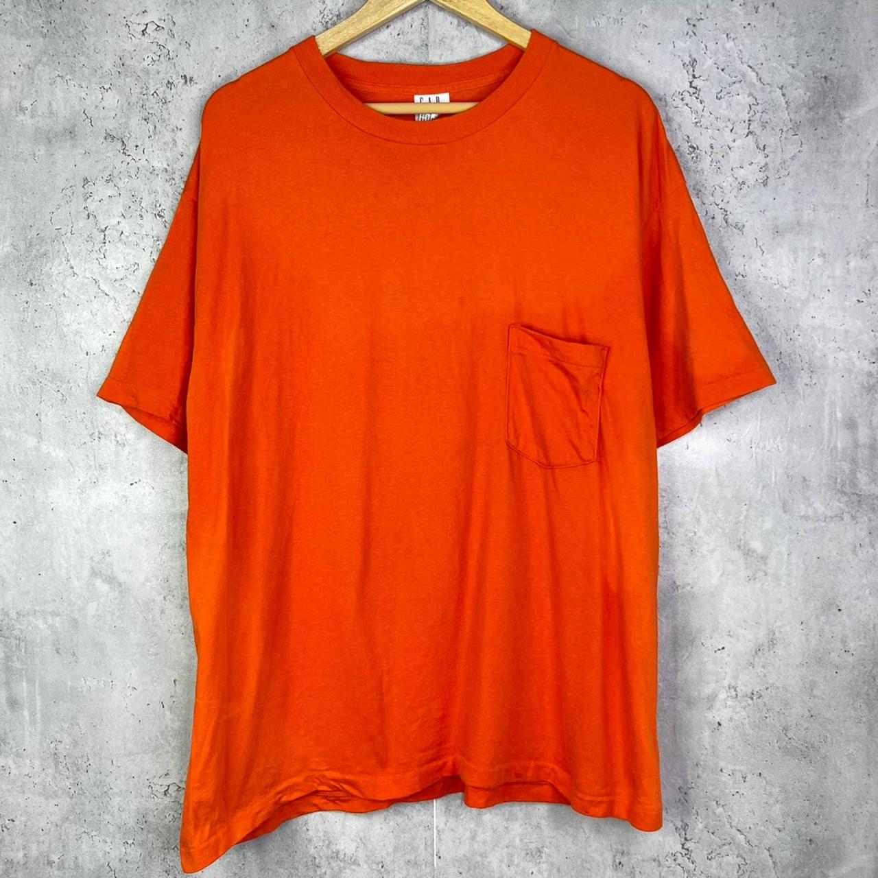 Vintage Gap Orange Pocket Tee Shirt made in usa... - Depop