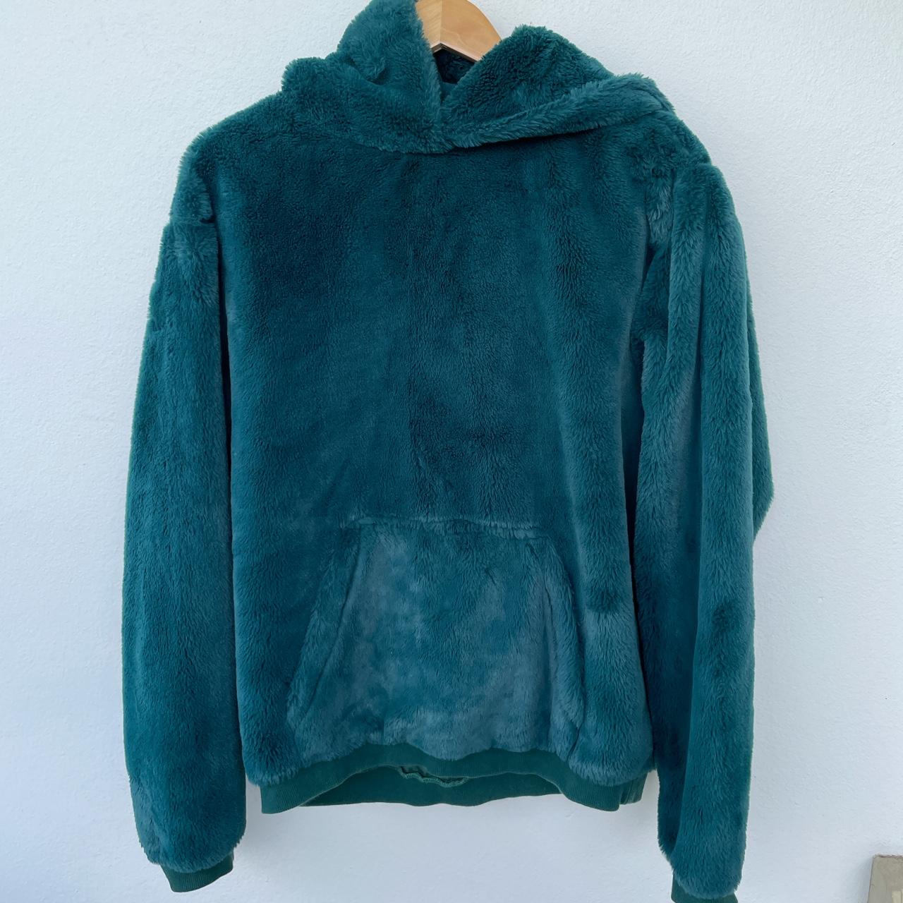 Urban Outfitters Deep Green Faux Fur Hoodie Sweatshirt