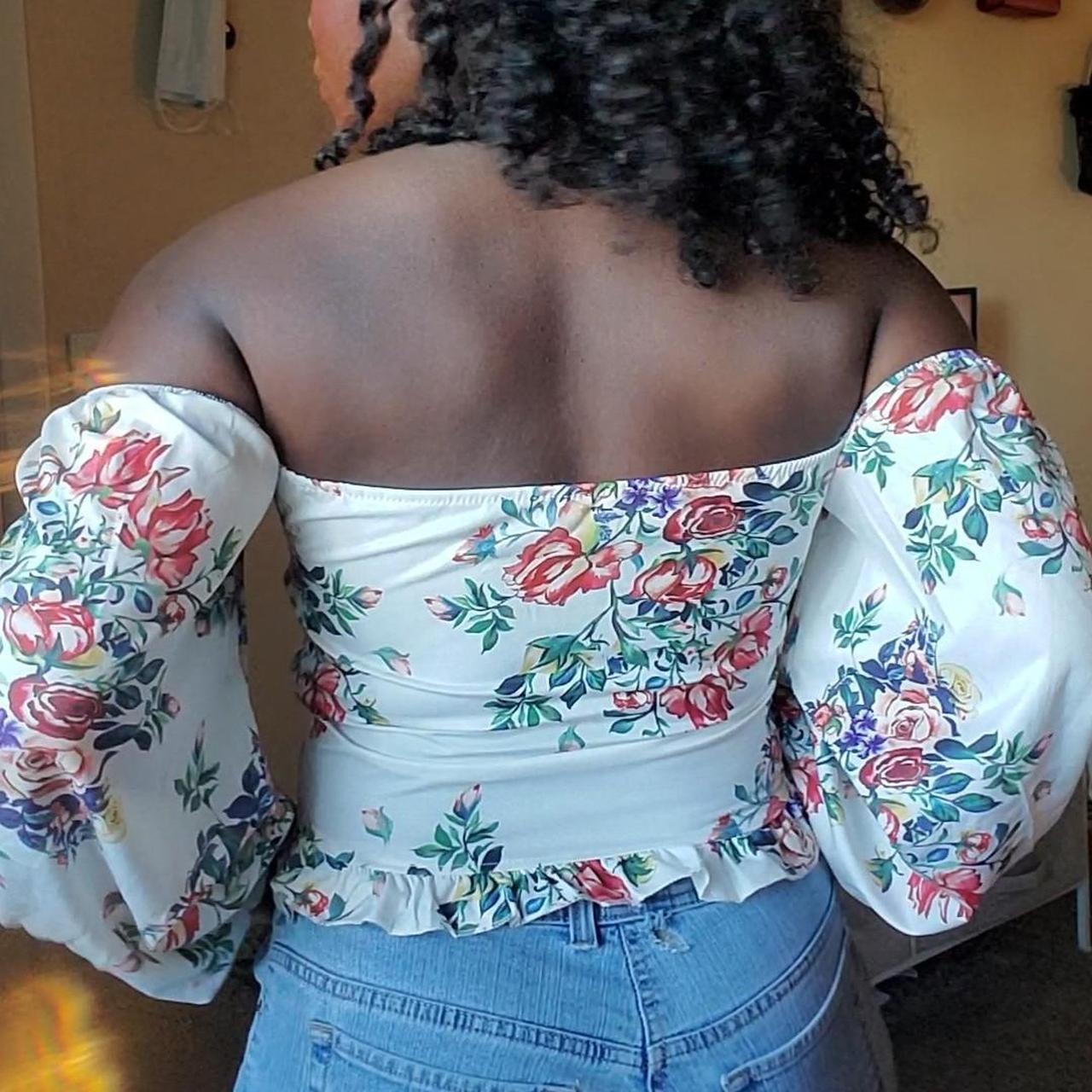 Floral crop top beautiful long sleeve crop top... Depop