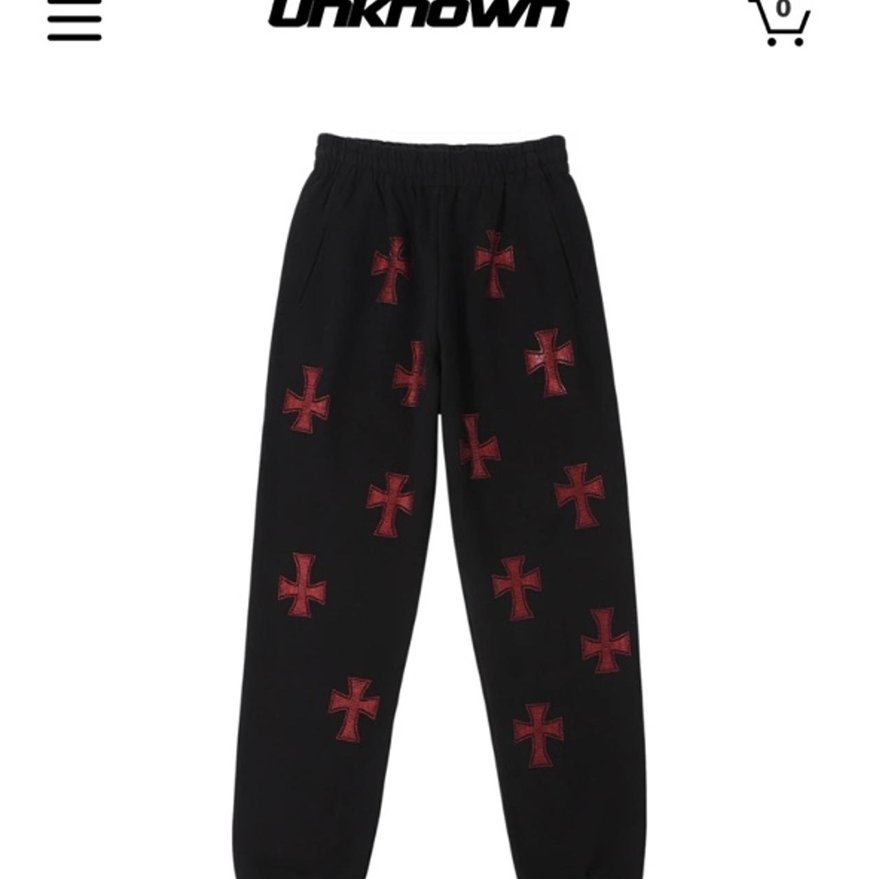 Unknown London joggers in XS Red rhinestone black... - Depop