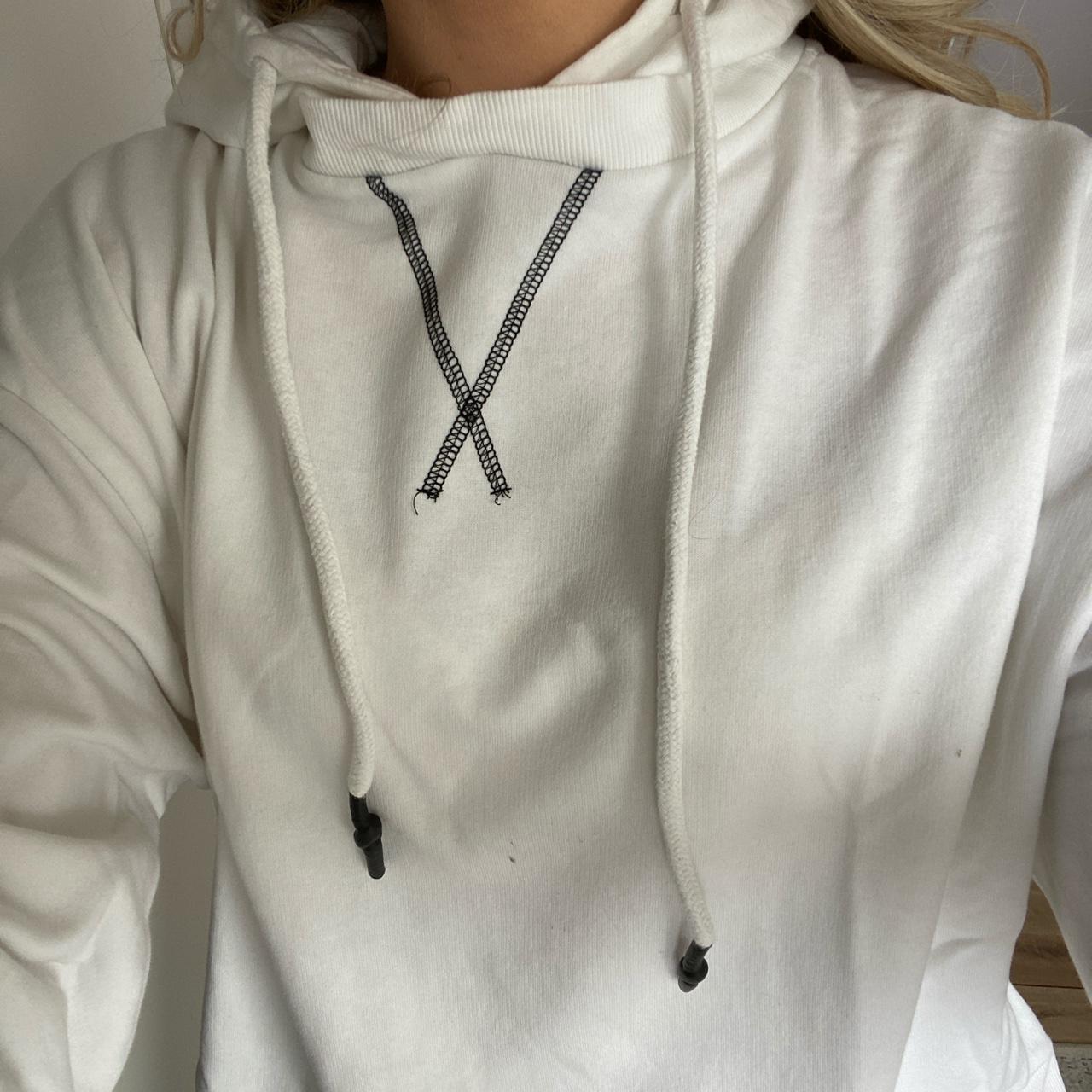 White Zara hoodie. Thin cotton material so super... Depop