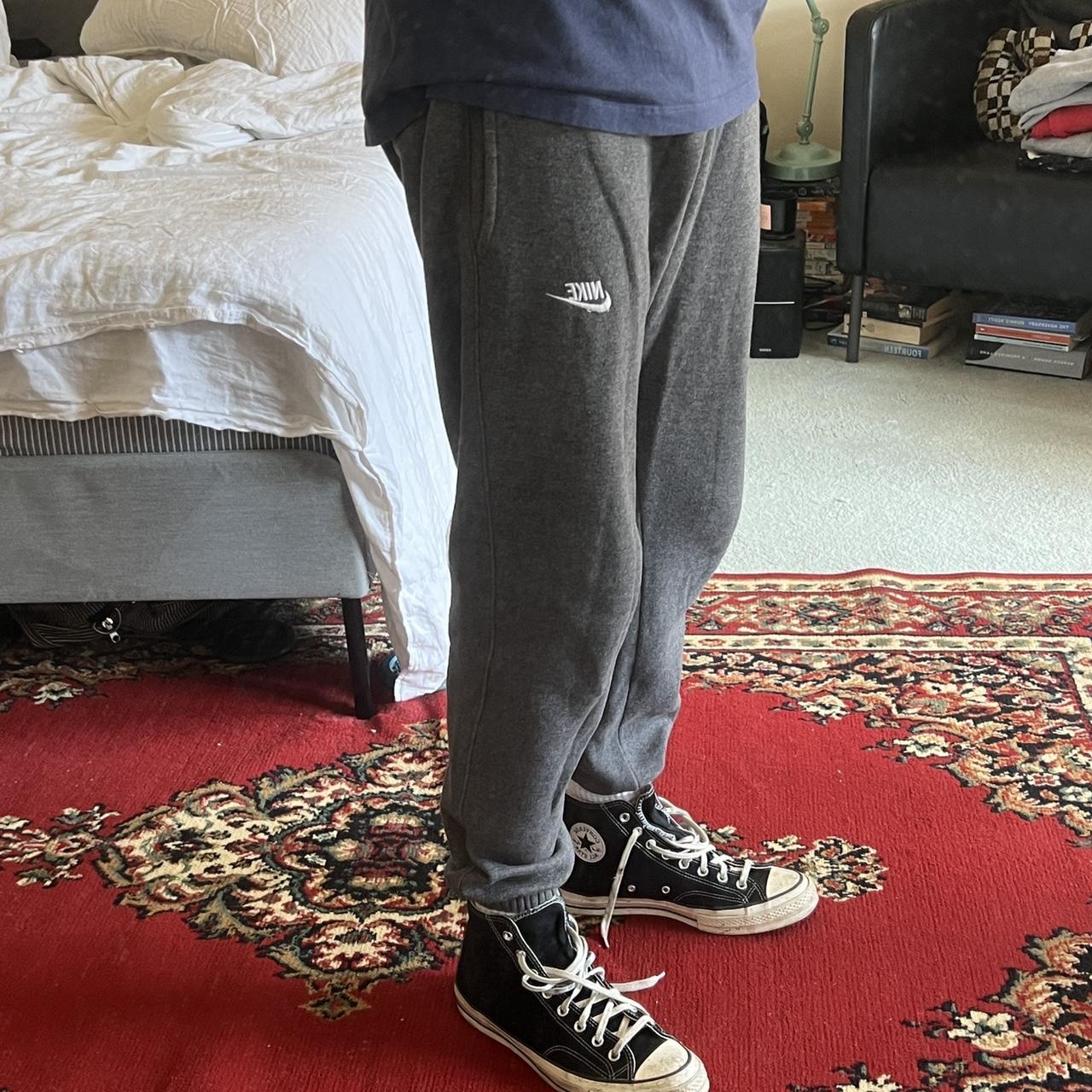 nike fleece tracksuit pants with cuffed bottom... Depop