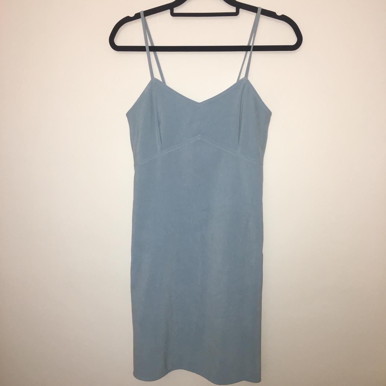 Vintage next baby blue suede fabric dress, size 12... - Depop