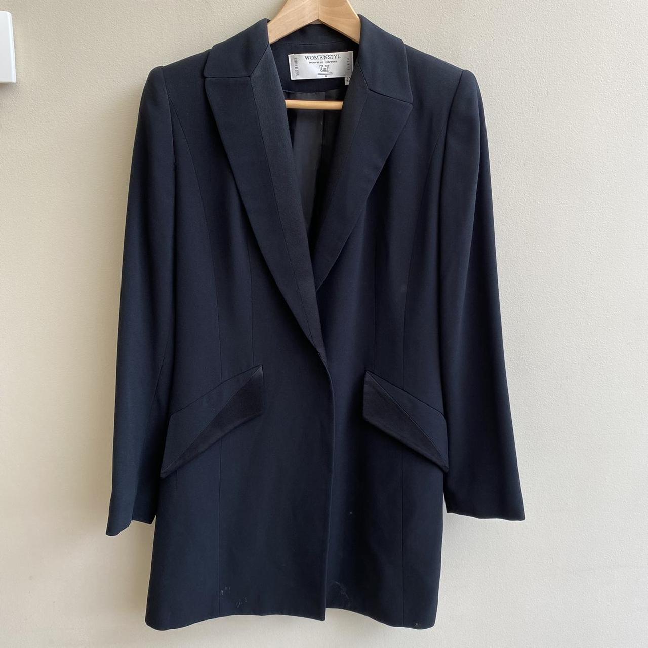 vintage black tailored blazer from French brand and... - Depop