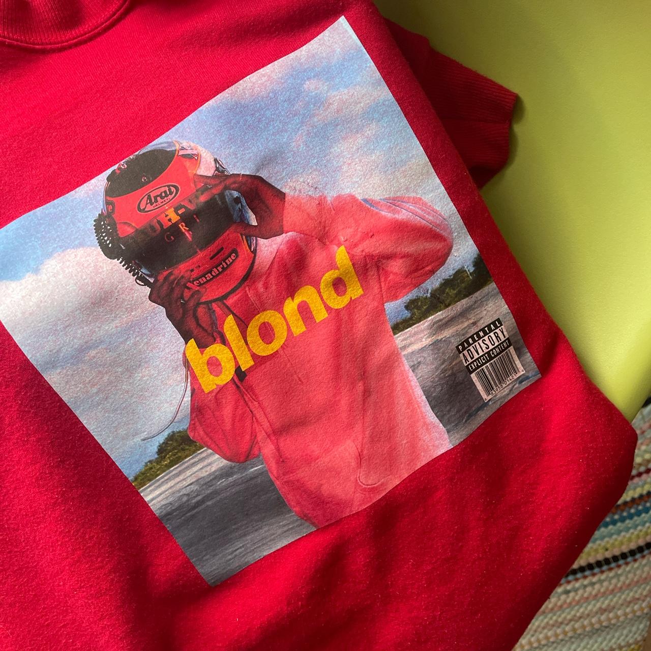 Frank Ocean Blonde Sweatshirt On A Red Sweatshirt... - Depop