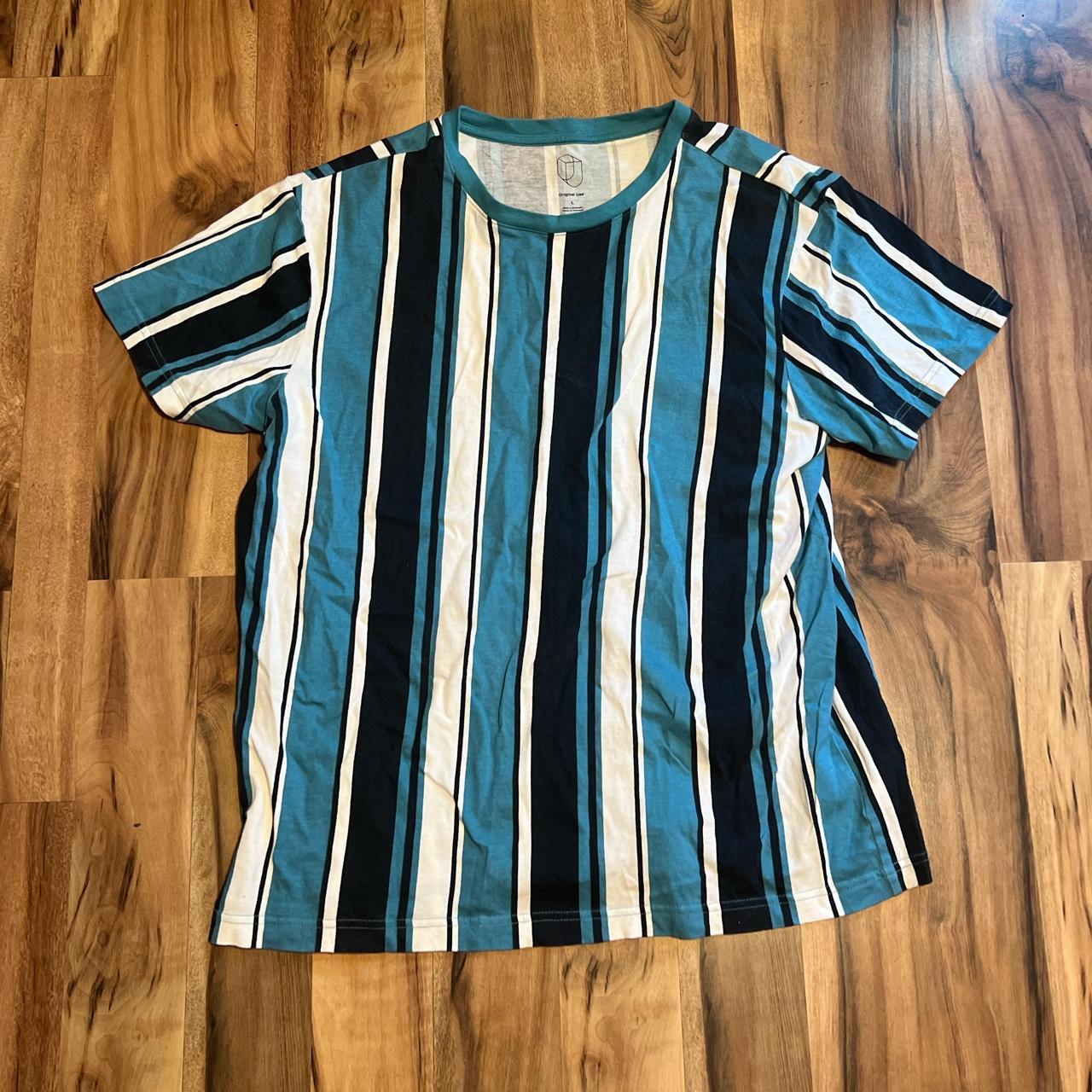 Guess blue and hotsell white striped shirt