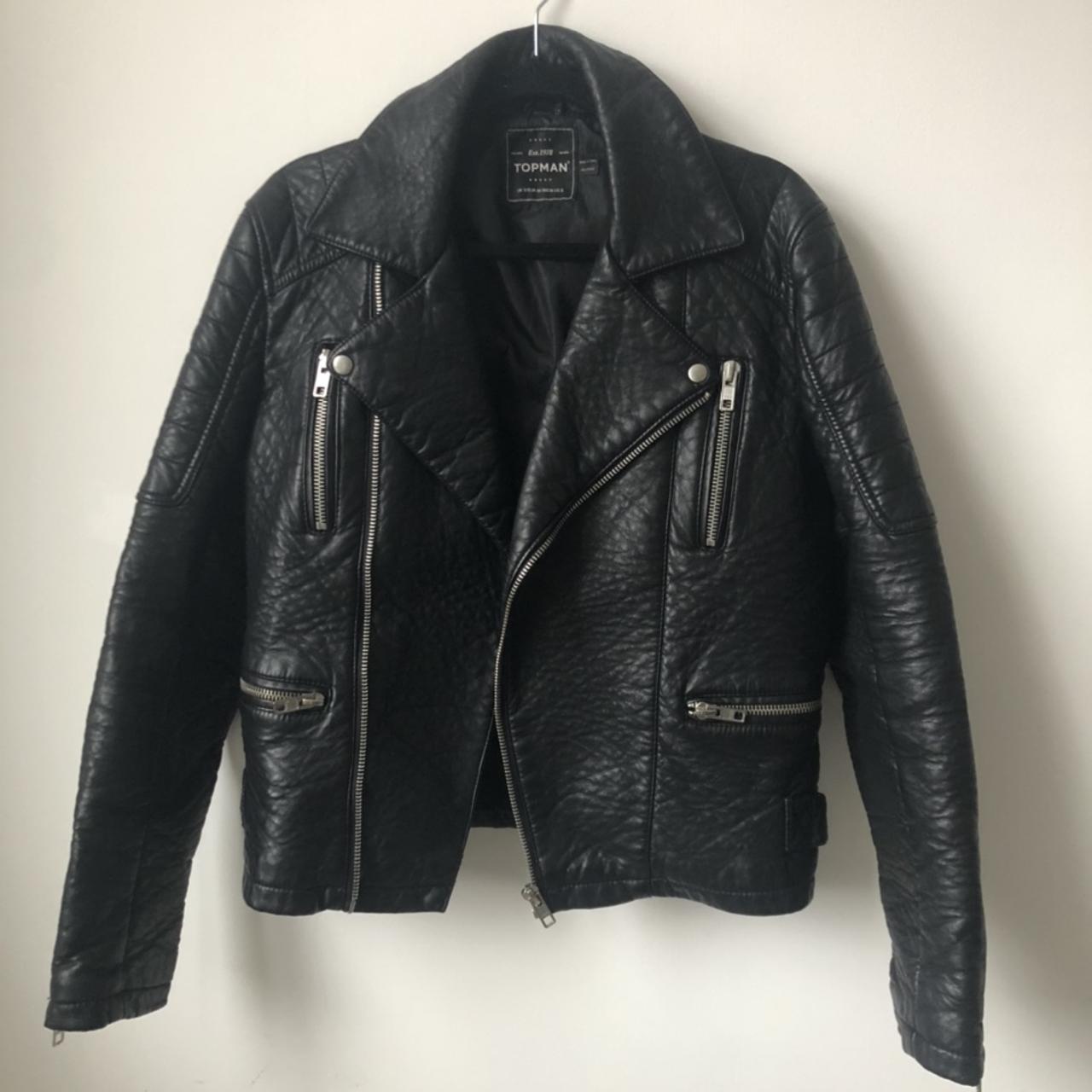 Size S Black Faux Leather Jacket with inside pocket,... - Depop