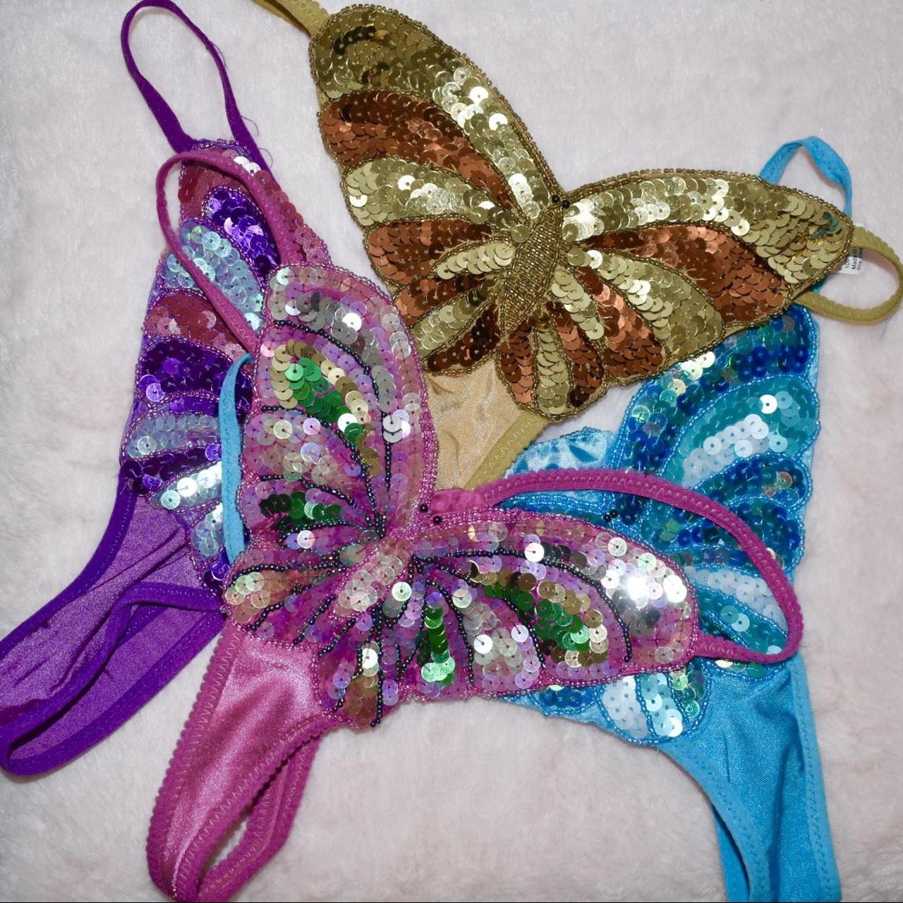 BUTTERFLY THONG WITH Gems £8.99 - PicClick UK