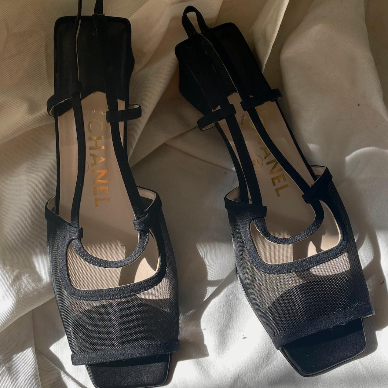 Chanel Women's Black Sandals | Depop