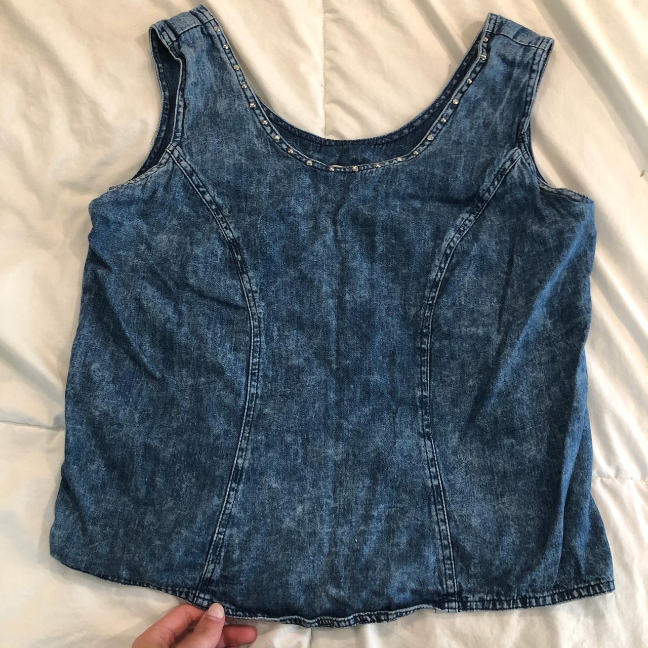 Classic Denim tank top with little rinestones, cute... - Depop