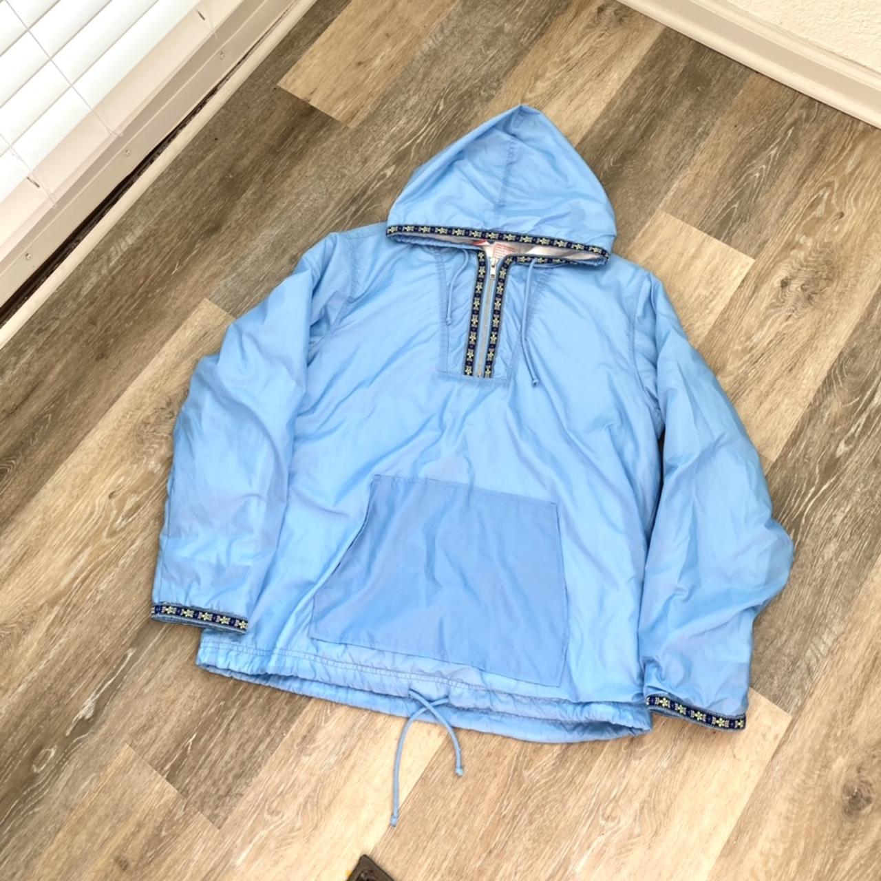 cute baby blue windbreaker with little flower... - Depop