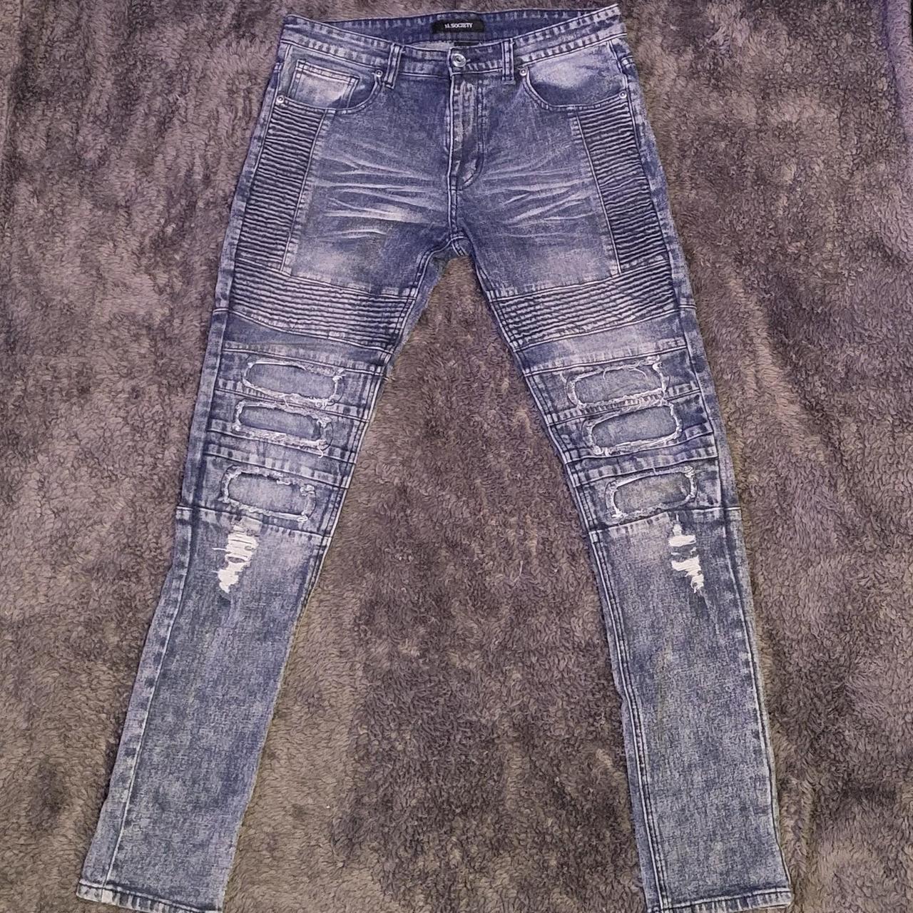 🏍 Moto Denim Skinny Jeans 🏍 💙 Blue Jean Colorway 💙 ☠️... - Depop