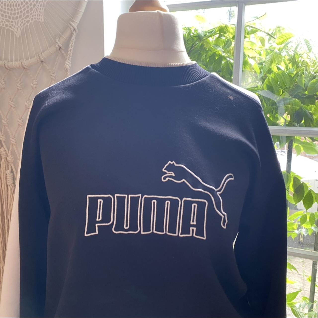 Black and white vintage puma jumper, so comfy !,... - Depop