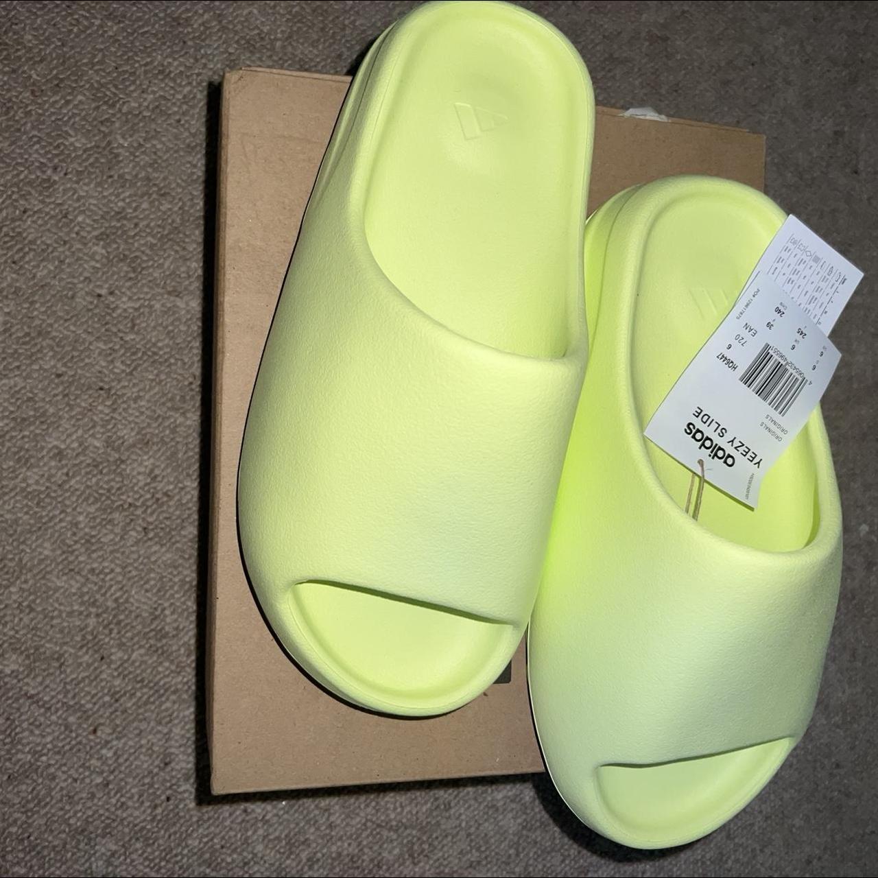 Yeezy slides Bright yellow size 6 (fits a size 5)... Depop