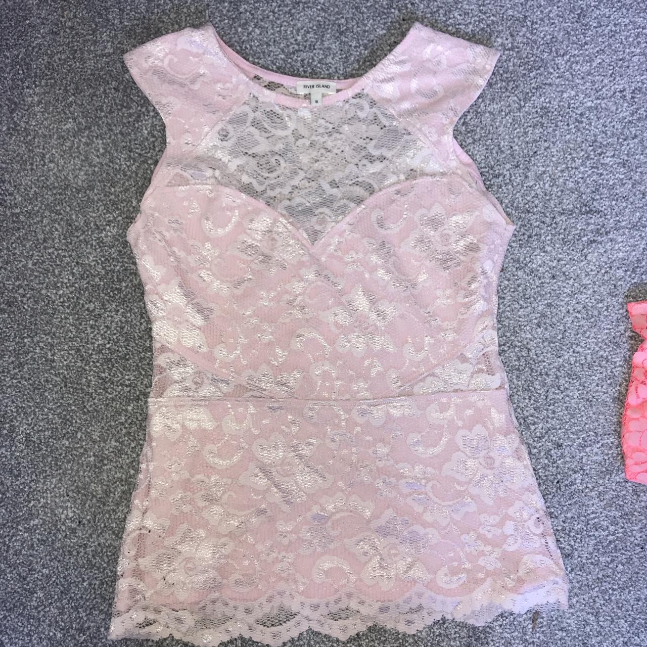River island lace baby pink top! Size 8! Barely worn... - Depop