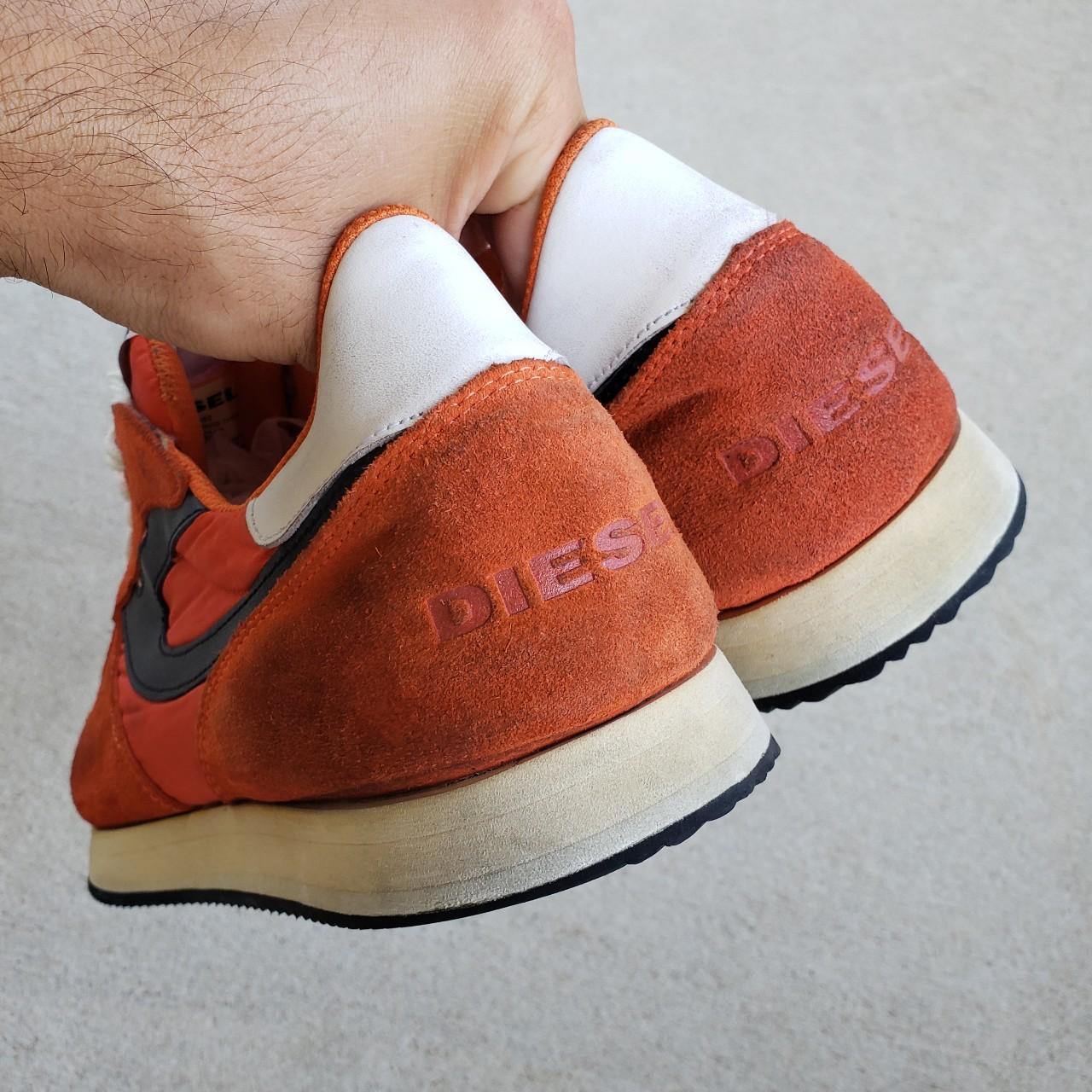 orange suede trainers