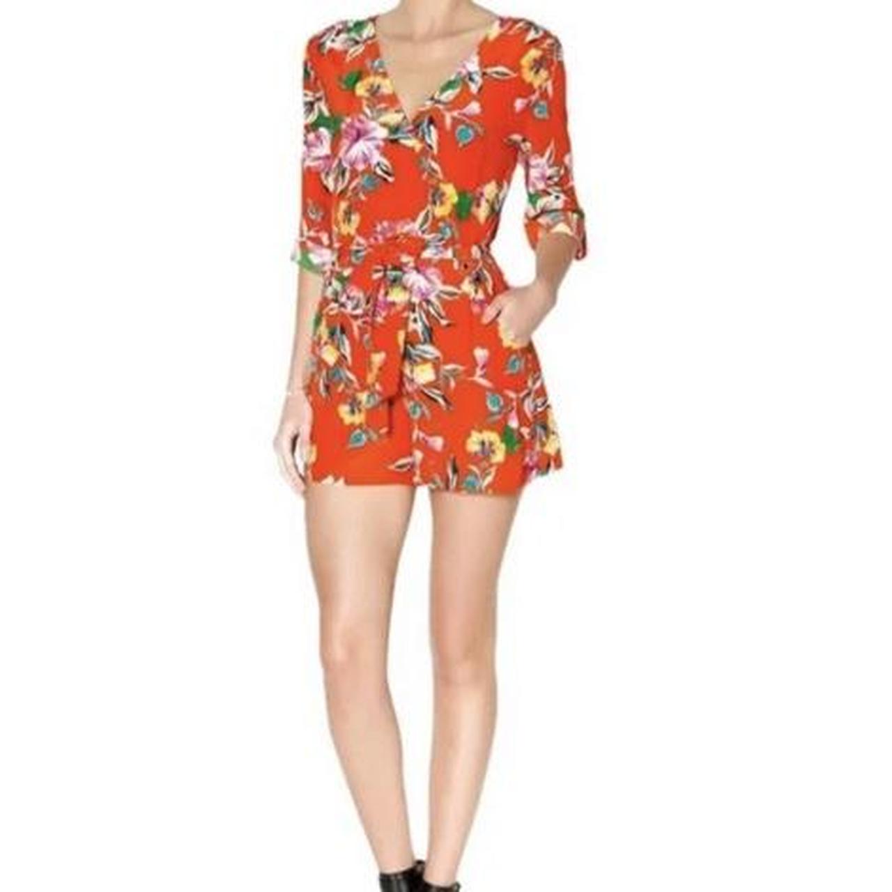 Yumi Kim Liz floral romper in red. In excellent... Depop