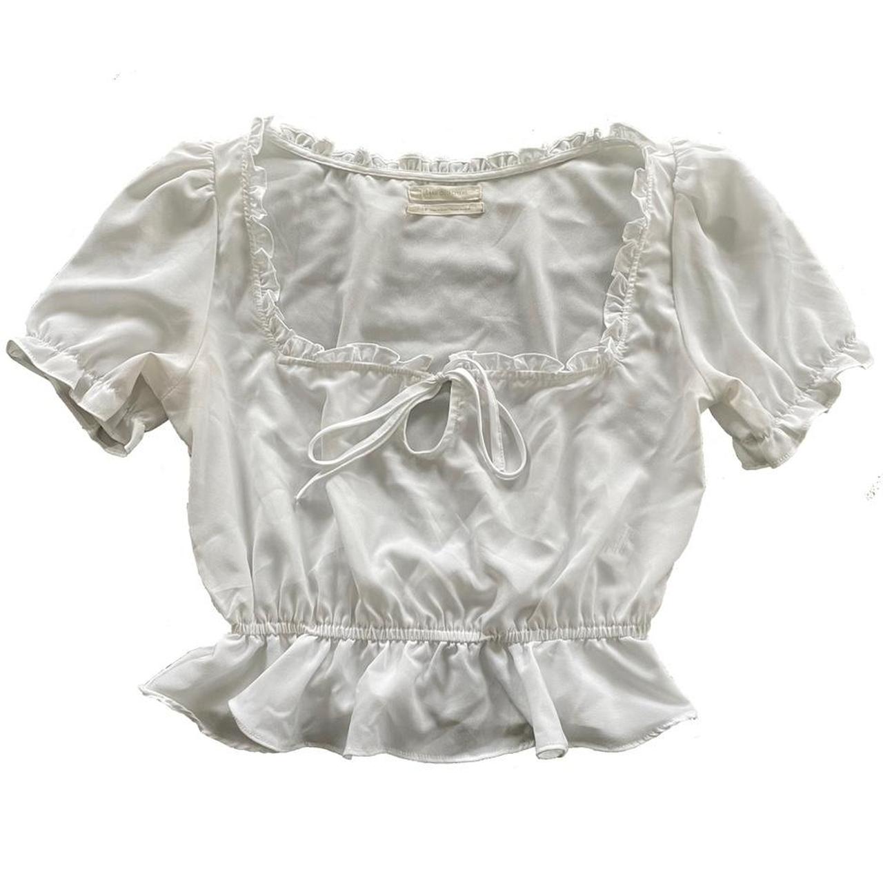 Urban Outfitters white ruffle babydoll crop top.... - Depop