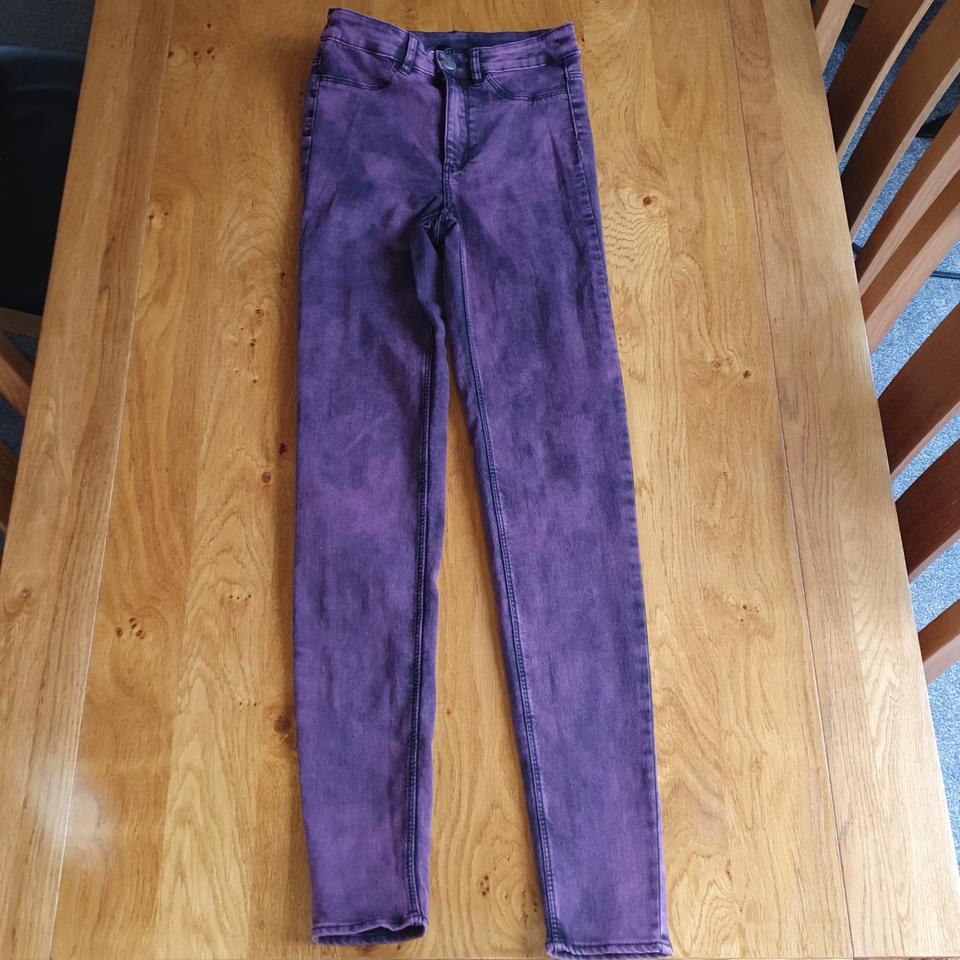 H&M BLUE ACID WASH HIGH WAISTED JEANS- Size 12 but - Depop