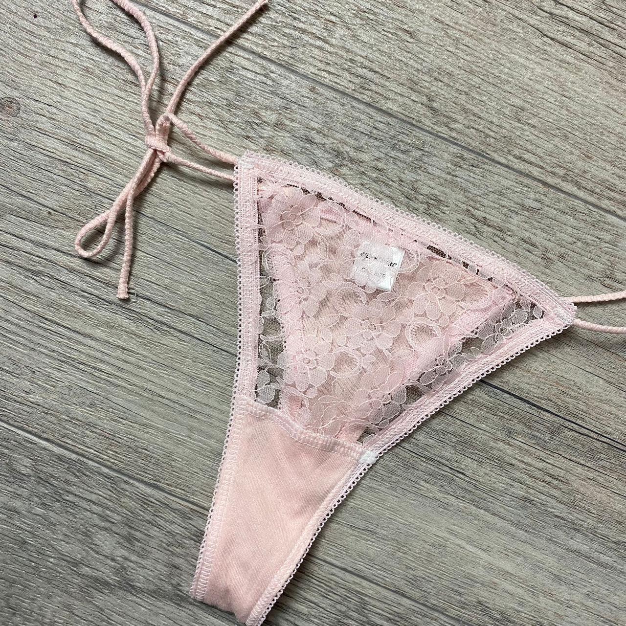 Super Cute Baby Pink Lace Thong With Tie Sides And Depop