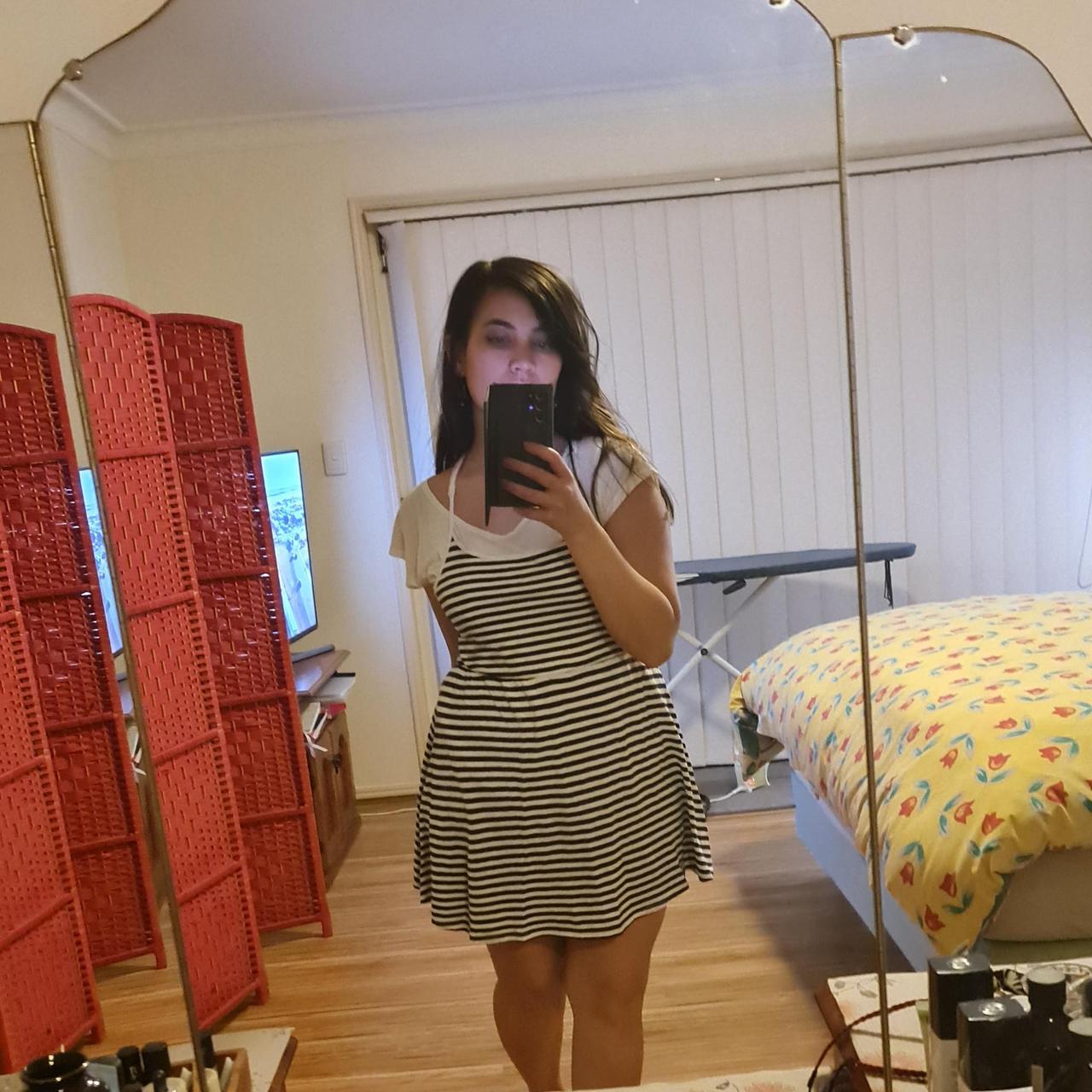 Medium size stripe Cotton On dress Black and... Depop