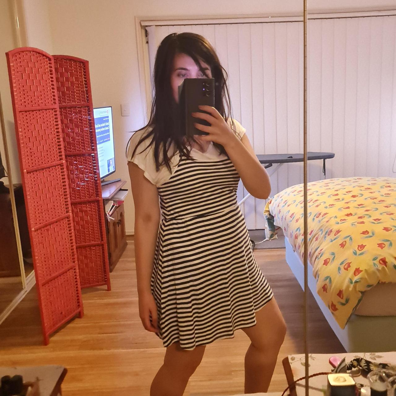 Medium size stripe Cotton On dress Black and... Depop