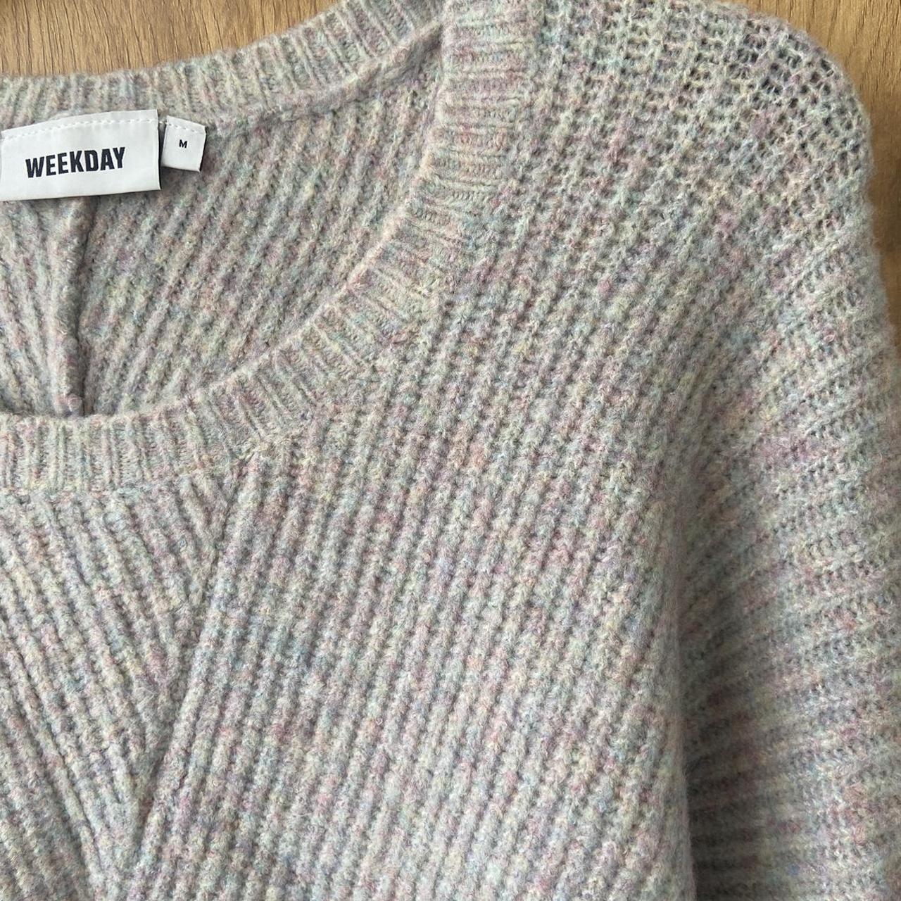 Weekday jumper, sort of rainbow coloured knit, with... - Depop